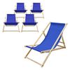 2x Silla De Playa Plegable Madera Tumbona Azul Oscuro