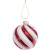 Bola De Navidad De Cristal Rojo Y Blanco Ø 8 Cm