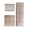 Mueble Recibidor 3 Piezas Roble Claro Con Espejo Aurel 170 170 Cm