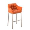 Clp Taburete De Bar Damaso Con Base De 4 Pies Simil Cuero Naranja 48x64x110 Cm