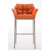 Clp Taburete De Bar Damaso Con Base De 4 Pies Simil Cuero Naranja 48x64x110 Cm