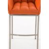 Clp Taburete De Bar Damaso Con Base De 4 Pies Simil Cuero Naranja 48x64x110 Cm