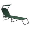 [casa.pro] Set De 2 Tumbonas Plegables 190cm Verde Oscuro Con Parasol Hamaca De Acero