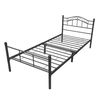 Cama Individual (florenz) Con Cabecero Curvado Y Somier Metal 120x200  - Negro [en.casa]