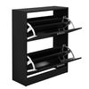 [en.casa]® Mueble Zapatero Armario 2 Puertas Con Baldas Para Guardar Zapatos Aglomerado Negro