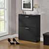 [en.casa]® Mueble Zapatero Armario 2 Puertas Con Baldas Para Guardar Zapatos Aglomerado Negro