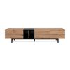 Mueble De Tv 3 Puertas Y 2 Baldas 195cm - Acabado Madera Clara Y Negro - L 195  X A 37  X H 48  Cm