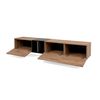 Mueble De Tv 3 Puertas Y 2 Baldas 195cm - Acabado Madera Clara Y Negro - L 195  X A 37  X H 48  Cm