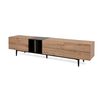 Mueble De Tv 3 Puertas Y 2 Baldas 195cm - Acabado Madera Clara Y Negro - L 195  X A 37  X H 48  Cm