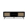 Mueble De Tv Con 4 Puertas Impresión Rejilla Y Negro – 150 Cm - L 150  X A 40  X H 52  Cm