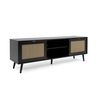 Mueble De Tv Con 4 Puertas Impresión Rejilla Y Negro – 150 Cm - L 150  X A 40  X H 52  Cm