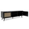 Mueble De Tv Con 4 Puertas Impresión Rejilla Y Negro – 150 Cm - L 150  X A 40  X H 52  Cm