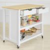 Carrito De Cocina Con 2 Cajones Y 2 Estantes Con Tablero Extensible L100 X P60 X H94cm