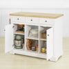 Carrito De Cocina Con 3 Cajones Y 2 Puertas Madera De Caucho Con Tablero 115 * 46 * 90 Cm