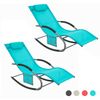 Set De 2 Tumbonas Mecedora Con Almohada Y Bolsillo Lateral Cómodo Soporta Hasta 150 Kg