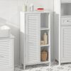 Sobuy Bzr39-w Armario Con Pie Mueble Auxiliar Para Baño Armario De Baño Con 1 Puerta Y 3 Estantes Blanco 48x24x96 Cm Es