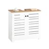 Mueble De Baño Para Baño, Color Blanco Y Natural, 60 X 30 X 59 Cm Bzr40-w Sobuy Es