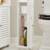 Soporte Para Papel Higiénico Mueble De Baño Soporte Para Escobilla De Baño Mueble De Baño De Pie 20 X 18 X 79 Cm Blanco Bzr49-w Sobuy Es