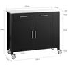 Carrito De Cocina Con Piso De Acero Inoxidable Mueble De Almacenaje Con Ruedas Buffet Multifuncional Con Estante Lateral, Puertas Y Cajones 107x46x94 Cm Fkw108-sch Sobuy Es