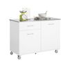 Carro De Cocina Carrito De Servir Multiusos Con 1 Cajón Y 2 Puertas Estantería Carrito Auxiliar Con 4 Ruedas Blanco 120 X 56 X 90 Cm Fkw117-w Sobuy Es