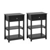 Sobuy Fbt46-schx2 Set De 2 Mesas Auxiliares Con 1 Cajón Consola Mesita De Noche Para Salón Comedor Teléfono O Lampara Negro 45 X 30 X 68 Cm Es