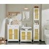 Armario Lavabo Con Pie Mueble Para Debajo Del Lavabo Fregadero Armario De Baño Con 2 Estantes Y 2 Puertas Blanco Y Amarillo 60 X 35 X 58 Cm Bzr72-ii-w Sobuy Es