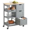 Carro De Almacenamiento Mueble Auxiliar Cocina Carrito De Servir Con 3 Cajones 2 Estantes Y 1 Bandeja Extraíble Gris Fkw79-hg Sobuy Es