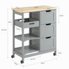 Carro De Almacenamiento Mueble Auxiliar Cocina Carrito De Servir Con 3 Cajones 2 Estantes Y 1 Bandeja Extraíble Gris Fkw79-hg Sobuy Es