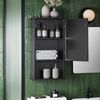 Armario De Baño De Pared Con 1 Puerta Armario De Almacenamiento Colgante Con 3 Estantes 40 X 21 X 76 Cm Negro Bzr25-sch Sobuy Es