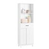 Armario Alto De Baño Mueble Baño Auxiliar Columna De Baño Con 2 Puertas 2 Estantes Abiertos Y 1 Cajón Blanco 56 X 30 X 165 Cm Bzr141-w Sobuy Es