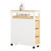 Armario De Baño Estrecho Estantería Para Nichos Móvil Carrito Estrecho Con 1 Bandeja Extraíble Y 3 Cajones Color Blanco Y Madera 65 X 23 X 82 Cm Bzr54-wn Sobuy Es