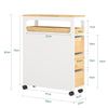 Armario De Baño Estrecho Estantería Para Nichos Móvil Carrito Estrecho Con 1 Bandeja Extraíble Y 3 Cajones Color Blanco Y Madera 65 X 23 X 82 Cm Bzr54-wn Sobuy Es