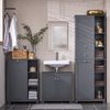 Armario De Baño Mueble De Almacenaje Con 1 Cesto Para Colada Y 3 Estantes Gris 60 X 37 X 86 Cm Bzr105-dg Sobuy Es