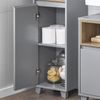 Armario De Suelo Para Baño Con 2 Compartimentos Abiertos Mueble Columna De Baño Con 2 Puertas Y 5 Estantes 30 X 30 X 170 Cm Gris Bzr147-dg Sobuy Es