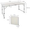 Mesa De Camping Plegable 120 X 60 X 55/63/70cm Blanco Ecd Germany