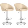 Clp Set 2x Taburete De Bar Miami En Polipiel Simil Cuero Crema 51x55x86 Cm