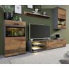 Mueble Tv 4 Piezas Melamina Roble Oscuro Y Gris Gian