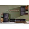 Mueble Tv 4 Piezas Melamina Roble Oscuro Y Gris Gian