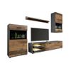 Mueble Tv 4 Piezas Melamina Roble Oscuro Y Gris Gian