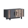 Mueble Zapatero Yanis 2 Puertas Melamina Gris Mate Y Roble Oscuro