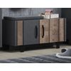 Mueble Zapatero Yanis 2 Puertas Melamina Gris Mate Y Roble Oscuro