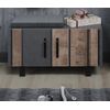 Mueble Zapatero Yanis 2 Puertas Melamina Gris Mate Y Roble Oscuro