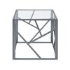 Mesa Auxiliar Tapa De Cristal Transparente Marco De Metal Plateado Cubo 50 X 50 Cm Glam Moderno Orland - Plateado