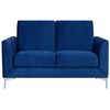 Sofá Tapizado En Tela Azul Patas Plateadas 2 Plazas Loveseat Biplaza Glamour Fenes - Azul