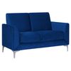 Sofá Tapizado En Tela Azul Patas Plateadas 2 Plazas Loveseat Biplaza Glamour Fenes - Azul