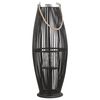 Linterna De Bambú Madera Negra Y Vidrio 72 Cm Interior Exterior Tejido Candelero Escandinavo Boho Tahiti - Negro