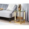 Mesa De Centro Tablero Cuadrado De Vidrio Transparente Con Base De Metal Dorado Estilo Moderno Crystal - Dorado