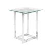 Mesa De Centro Tablero Cuadrado De Vidrio Transparente Con Base De Metal Plateado Estilo Moderno Crystal - Plateado