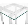 Mesa De Centro Tablero Cuadrado De Vidrio Transparente Con Base De Metal Plateado Estilo Moderno Crystal - Plateado