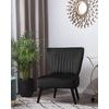 Sillón Tapizado Negro Decorativo Sin Reposabrazos Mechones Verticales Patas De Madera Vaasa - Negro